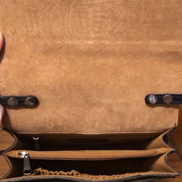 Patricia Nash Embossed Wicker Woven Leather Blue Laurentina Crossbody Bag - Picture 10 of 10